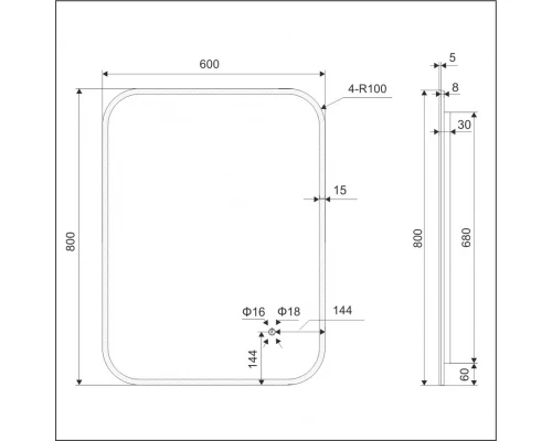 Зеркало прямоугольное EXCELLENT Lumiro 80x60 (белый мат) Elit-san.ru