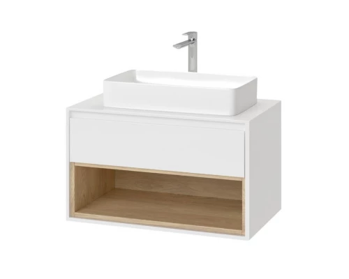 Тумба под накладную раковину EXCELLENT Tuto 80 см (белый/дуб), 1 ящик Elit-san.ru