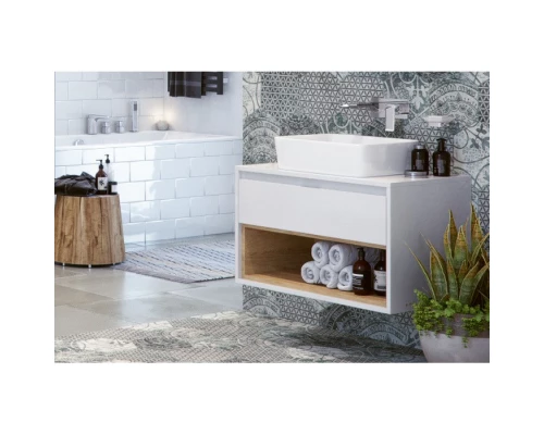 Тумба под накладную раковину EXCELLENT Tuto 80 см (белый/дуб), 1 ящик Elit-san.ru