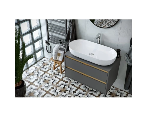 Тумба под накладную раковину EXCELLENT Tuto 80 см (серый/дуб), 2 ящика Elit-san.ru