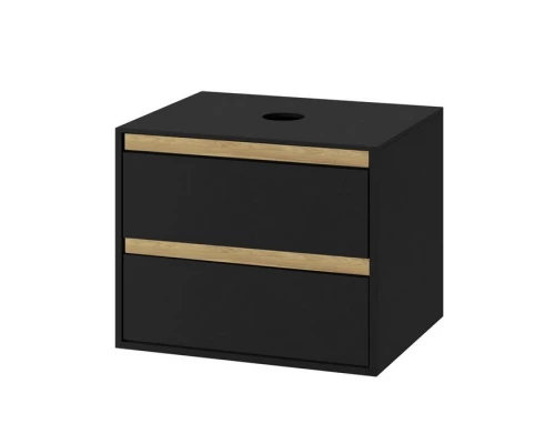 Тумба под накладную раковину EXCELLENT Tuto 80 см (черный матовый/дуб), 2 ящика Elit-san.ru