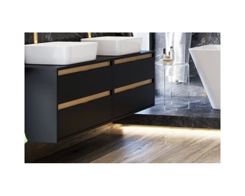 Тумба под накладную раковину EXCELLENT Tuto 80 см (черный матовый/дуб), 2 ящика Elit-san.ru