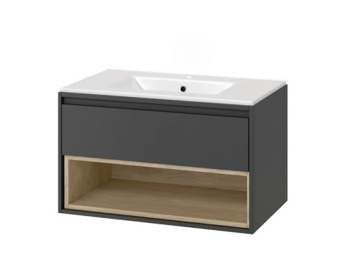 Тумба под раковину EXCELLENT Tuto 80 см (серый/дуб), 1 ящик Elit-san.ru
