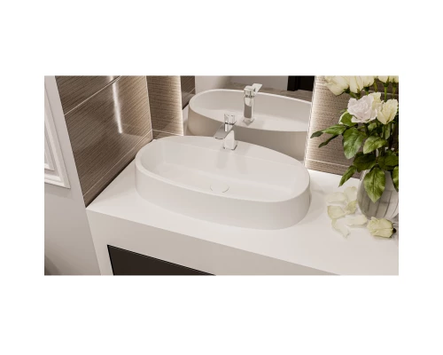 Умывальник WHITECROSS Obsidian D 65x37 (белый мат) иск. камень Elit-san.ru