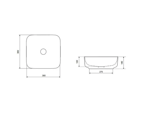 Раковина Excellent Cori 38 CEAC.2201.WH, накладная, 38,5*38,5 см Elit-san.ru