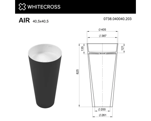 Умывальник WHITECROSS Air D=40,5 (черный/белый мат) иск. камень