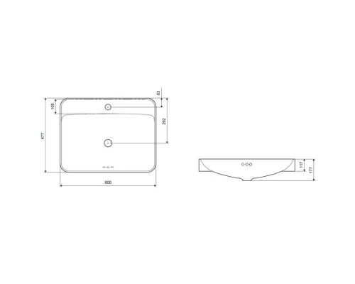 Раковина Excellent Holmi 59 CEAC.3201.590WH, накладная, 59 х 47 см Elit-san.ru