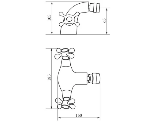 AGATHA Смеситель д/биде, бронза Elit-san.ru