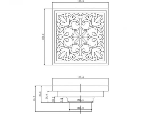 CANYON Трап сливной d40, с решеткой 100х100 мм, обратным клапаном, хром