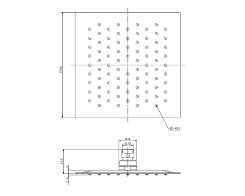Верхний душ OMNIRES 20х20 см WGU220/KCR (хром) Elit-san.ru