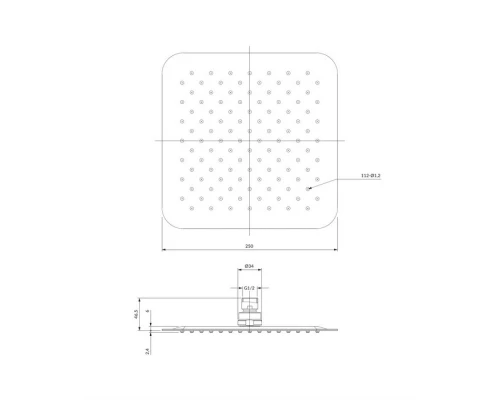 Верхний душ OMNIRES 25х25 см WGU225CR (хром) Elit-san.ru