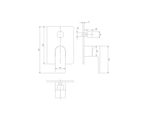 Смеситель Omnires Baretti BA7835BL для ванны и душа, скрытого монтажа, черный матовый Elit-san.ru