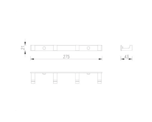 Крючок четверной OMNIRES 27,5 см UN10140/KCR (хром)