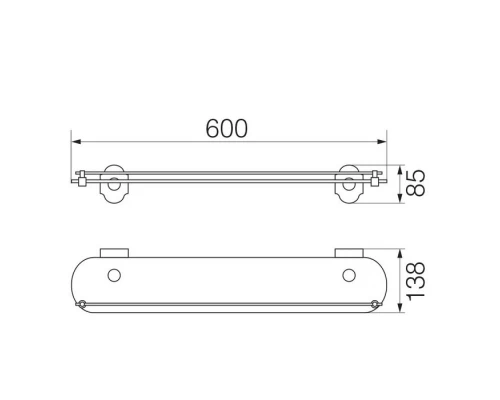 Полка стеклянная с ограничителем 60 см. Veragio Stanford, бронза VR.STD-7711.BR Elit-san.ru