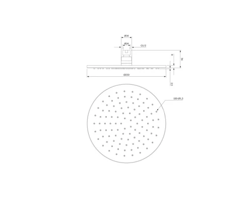 Верхний душ OMNIRES D=25 см WG125CAT (антрацит) Elit-san.ru