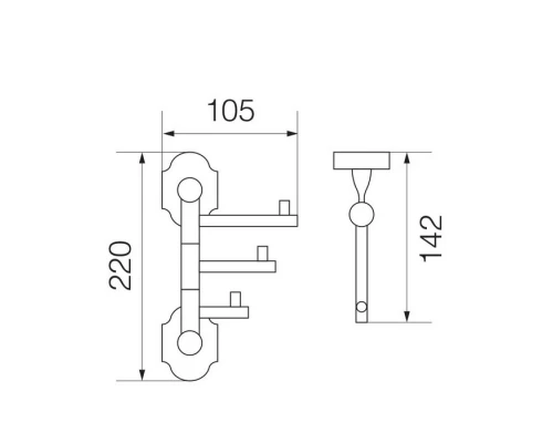 Крючок тройной поворотный Veragio Stanford, хром VR.STD-7735.CR