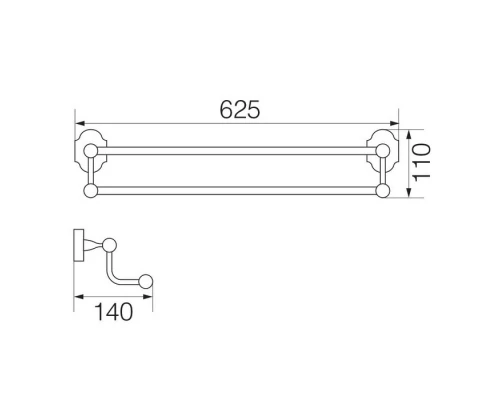 Полотенцедержатель двойной 60 см Veragio Stanford, хром VR.STD-7722.CR Elit-san.ru