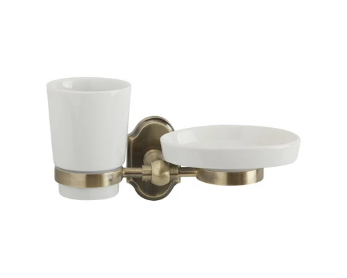 Стакан с мыльницей настенный Veragio Stanford, бронза/керамика VR.STD-7743.BR Elit-san.ru