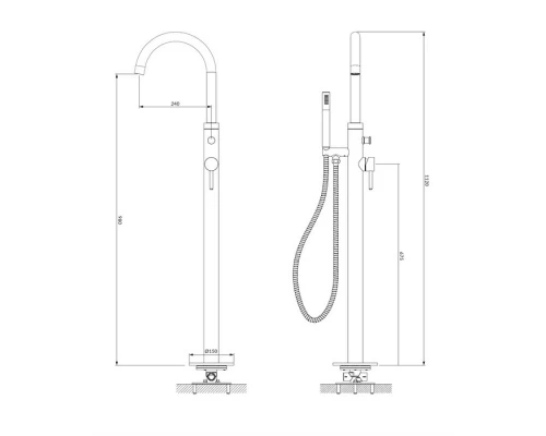 Смеситель для ванны отдельностоящий OMNIRES Y Y1233BL (черный BLH)