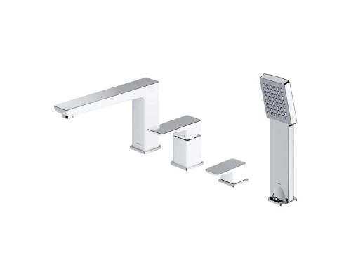 Смеситель Omnires Parma PM7432CRB для ванны на 4 отверстия, хром/белый