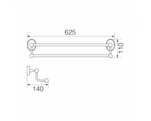 Полотенцедержатель двойной 60 см. Veragio Bonjour, бронза VR.BNR-7822.BR