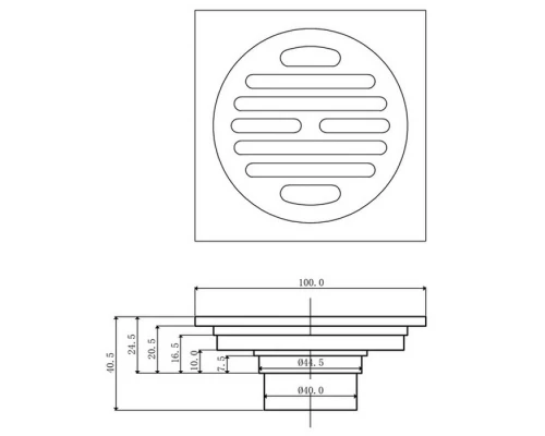 CANYON Трап сливной d40, с решеткой 100х100 мм, с мех-м обратным клапаном, 2010 хром Elit-san.ru