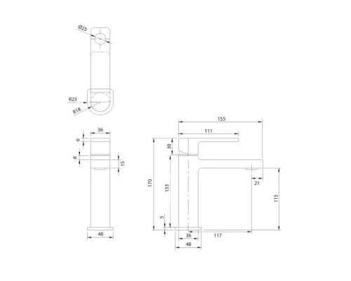 Смеситель для умывальника OMNIRES BARETTI BA7810BL (черный BLM)