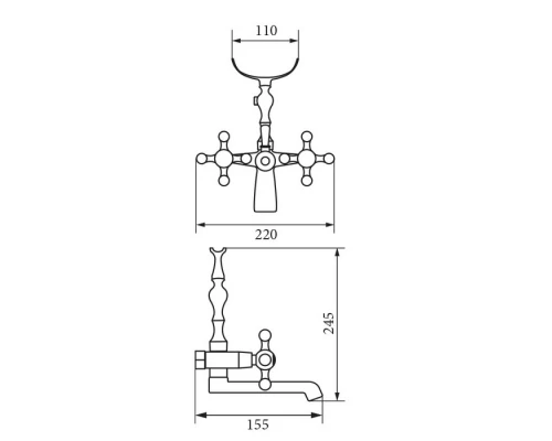 AGATHA Смеситель д/ванны с ручным душем, хром Elit-san.ru