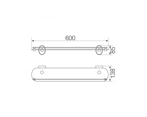 Полка стеклянная с ограничителем 60 см. Veragio Bonjour, бронза VR.BNR-7811.BR