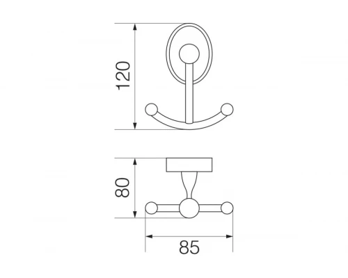 Крючок двойной большой Veragio Bonjour, бронза, VR.BNR-7833.BR
