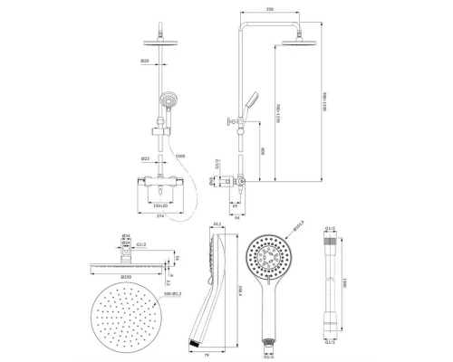 Душевая система Omnires Y1244LUXLGL с термостатом, золото Elit-san.ru