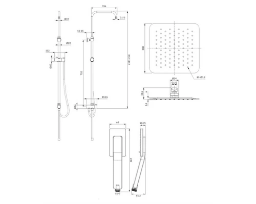 Душевая система Omnires TORONTO SYSTORONTOCR, верхний душ, лейка, хром Elit-san.ru