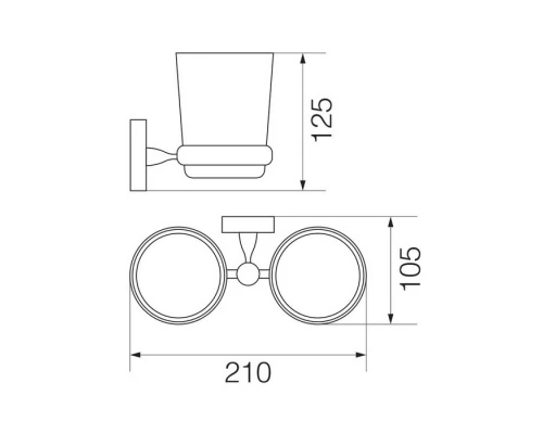 Стакан двойной настенный Veragio Stanford, хром/керамика VR.STD-7742.CR Elit-san.ru