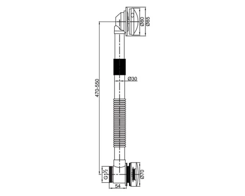 SBORTIS Слив/перелив д/ванны clic-clac латунь с медной трубкой, хром Elit-san.ru
