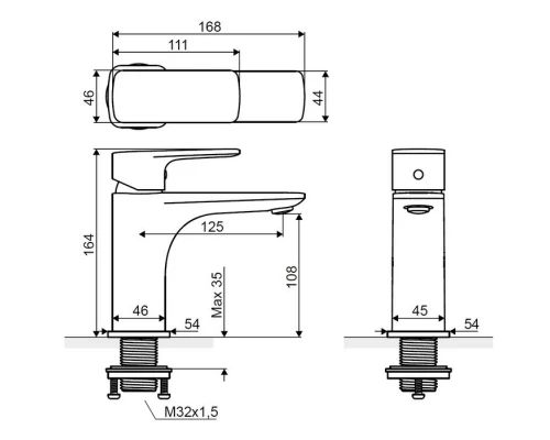 Смеситель для умывальника EXCELLENT Keria AREX.2001BL (черный мат) Elit-san.ru
