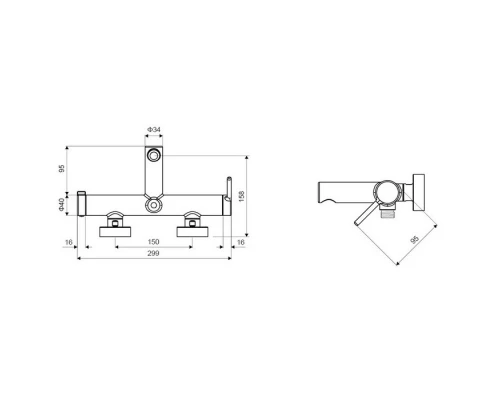 Смеситель для ванны EXCELLENT Pi AREX.1205CR (хром) Elit-san.ru