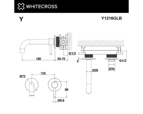 Смеситель для умывальника скрытого монтажа WHITECROSS Y Y1216GLB (брашированное золото) Elit-san.ru