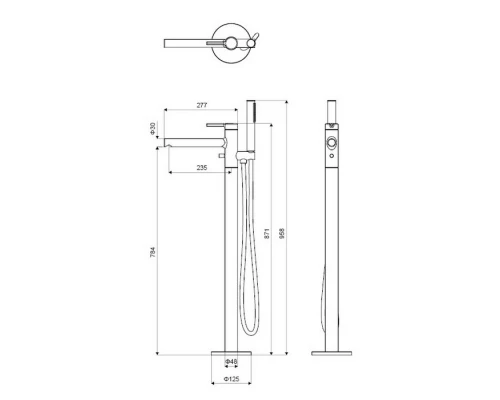 Смеситель для ванны отдельностоящий EXCELLENT Pi AREX.1255WH (белый мат) Elit-san.ru