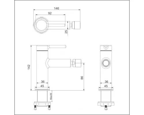 Смеситель для биде EXCELLENT Pi AREX.1203GL (золото) Elit-san.ru