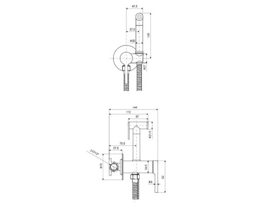 Смеситель для биде скрытого монтажа EXCELLENT Pi AREX.1204BL (черный мат) Elit-san.ru