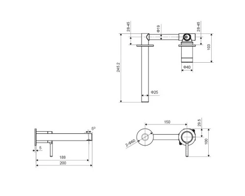 Смеситель для умывальника скрытого монтажа EXCELLENT Pi AREX.1214GL (золото) Elit-san.ru