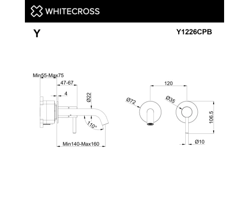 Смеситель для умывальника скрытого монтажа WHITECROSS Y Y1226CPB (брашированная медь)