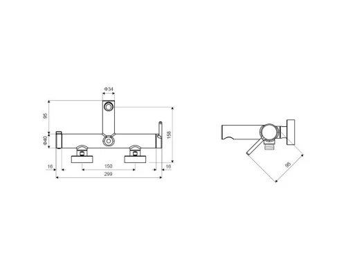 Смеситель для ванны EXCELLENT Pi AREX.1205BL (черный мат) Elit-san.ru