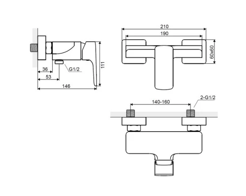 Смеситель для душа EXCELLENT Keria AREX.2008CR (хром) Elit-san.ru
