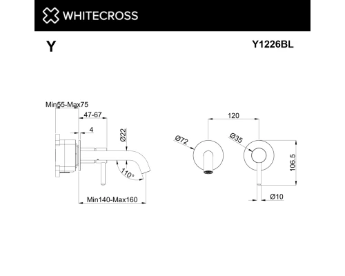 Смеситель для умывальника скрытого монтажа WHITECROSS Y Y1226BL (черный мат)