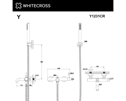 Смеситель для ванны с душевым комплектом WHITECROSS Y Y1231CR (хром) Elit-san.ru