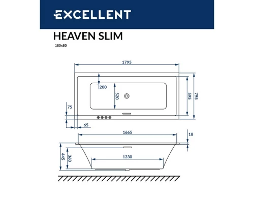 Ванна EXCELLENT Heaven Slim 180x80 Elit-san.ru