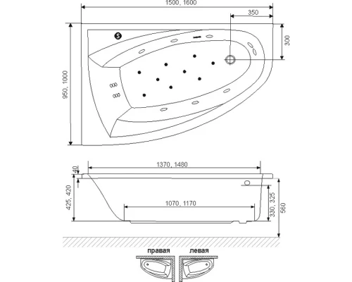 Ванна EXCELLENT Aquaria Comfort 160x100 (прав.)