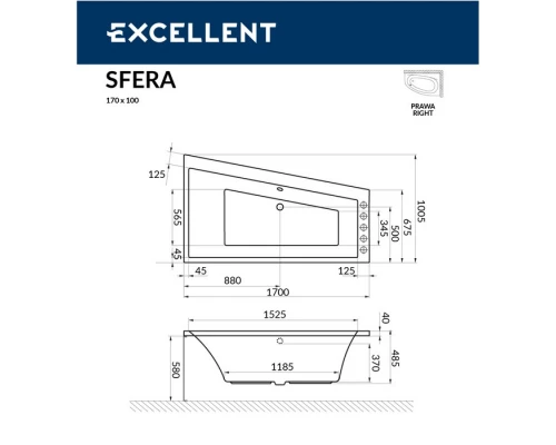 Ванна EXCELLENT Sfera 170x100 (прав.) Elit-san.ru