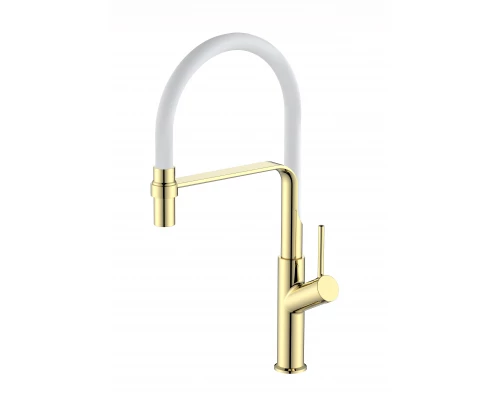 Смеситель для кухни ESKO гибкий излив ,белый, Gold (K50GW)